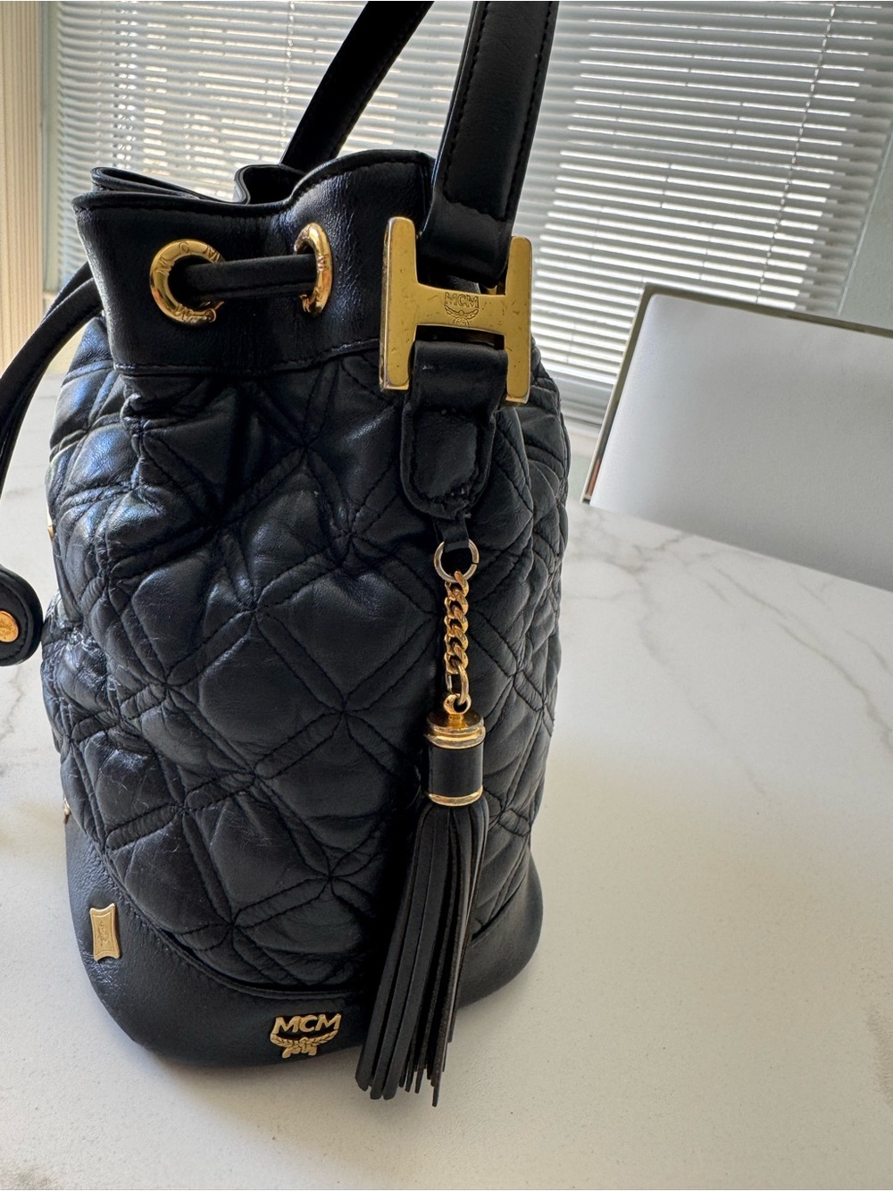 Rare Vintage MCM Michael Cromer Handheld Mini Bucket Bag - Quilted Lambskin - Picture 13 of 13